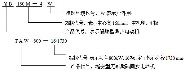 電機產品型號示例