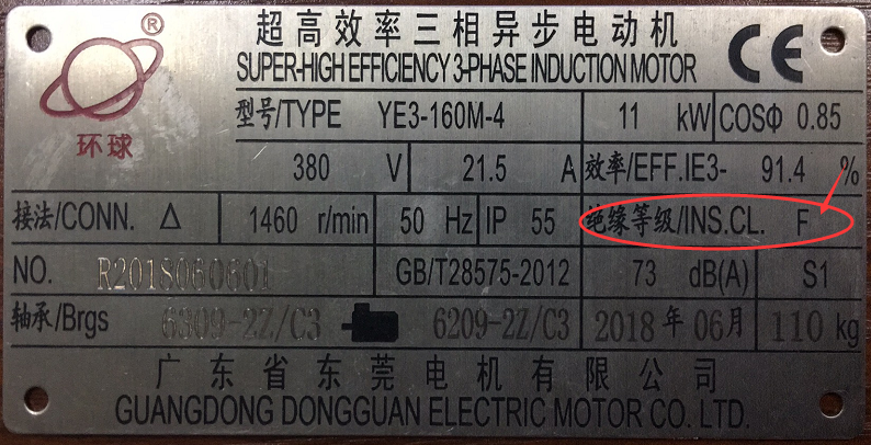 東莞環(huán)球三相異步電動(dòng)機(jī)銘牌